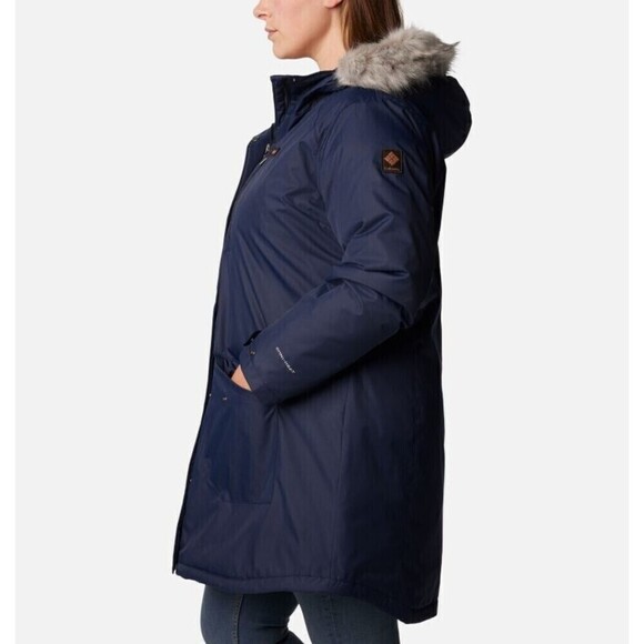 Columbia Women's Plus Size Suttle Mountain Long Insulated Jacket Dark Nocturnal - Picture 4 of 7